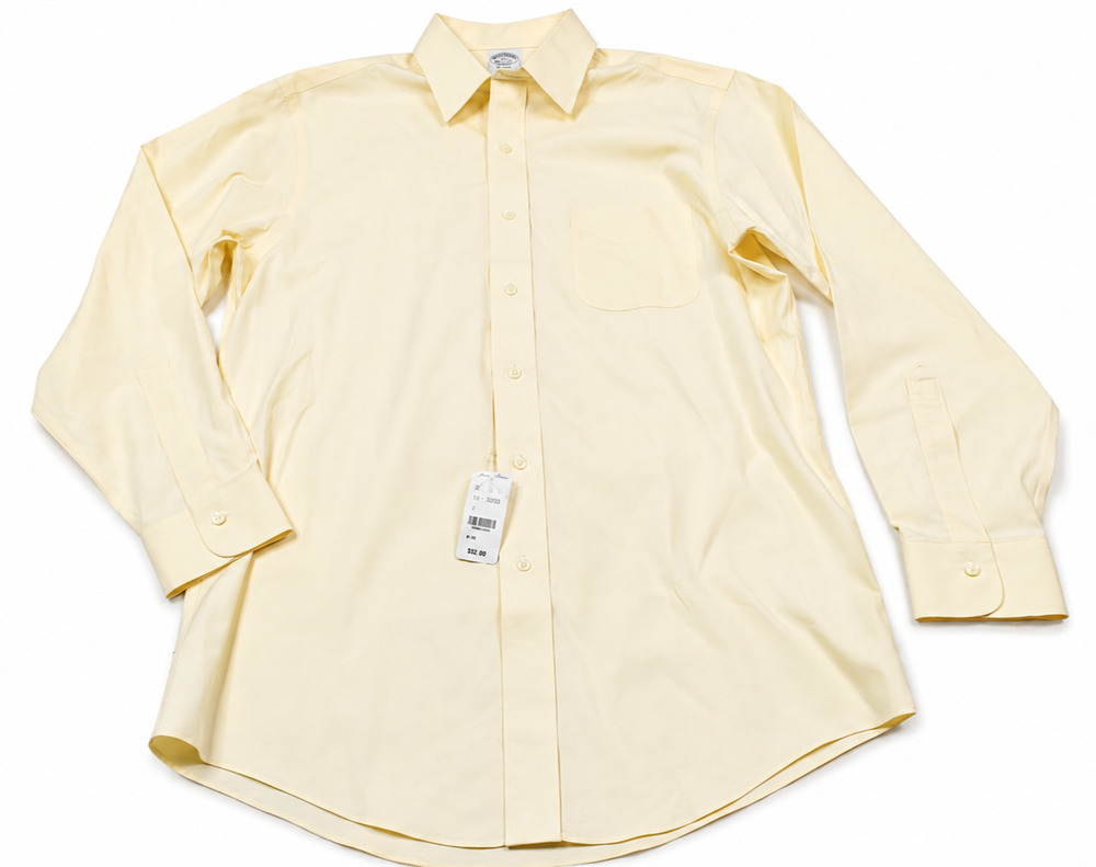 Brooks Brothers REGENT Shirt Mens 15 Tan Long Sleeve Button-Up Cotton